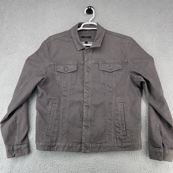 John Varvatos Other - John Varvatos Jacket Mens XL Gray Denim Biker Full Zip Pockets Trucker Stretch